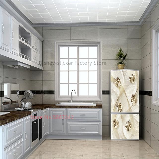 Наклейка на кухонный холодильник, виниловые обои на холодильник, полные покрытия, самоклеящаяся наклейка с цветком лотоса, морозильная камера, пленка, декор, плакат, наклейка