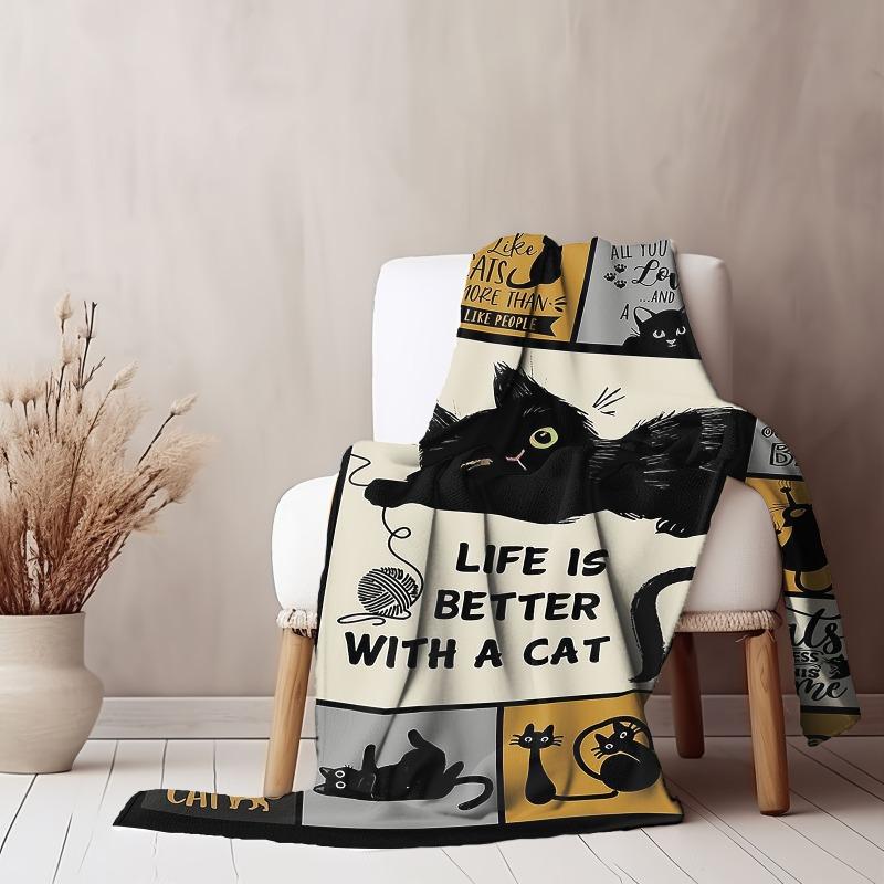 Уютное одеяло для любителей кошек Dream Blanket, супермягкое фланелевое покрывало с рисунком, цифровая печать и легкий дизайн для кемпинга, идеальный подарок