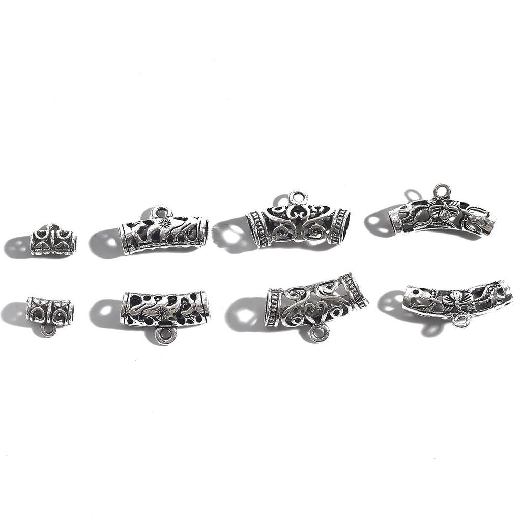 10Pcs Tibetan Silver Tube Beads Metal Spacer DIY Beads Tube Charms for Jewelry Making