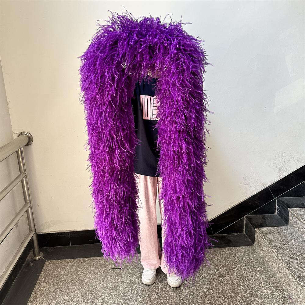DIY 1 3 6 10 20Ply Natural Ostrich Feathers Boa 2 Meter Fluffy Ostrich feather Shawl for Wedding Party Dress Sewing Decoration Scarf