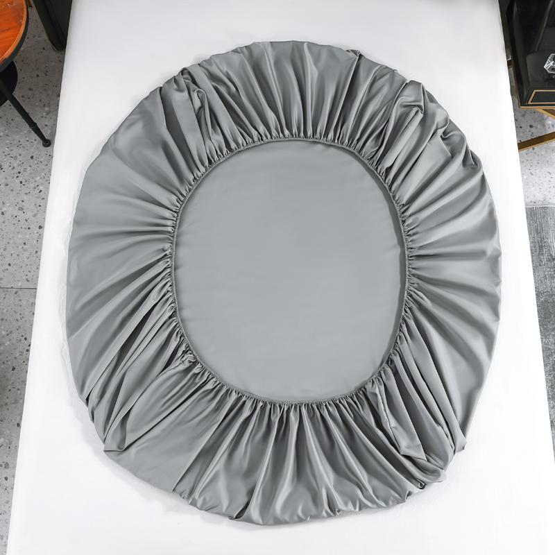 Simple Grey Fitted Sheet Set Solid Color Ice Silk Bedspread with Pillowcases Luxury Smooth Soft Fitted Sheet with Elastic Band