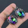 Mystic Rainbow Topaz Copper Wire Wrap Jewelry Earring 2.17 A6T64