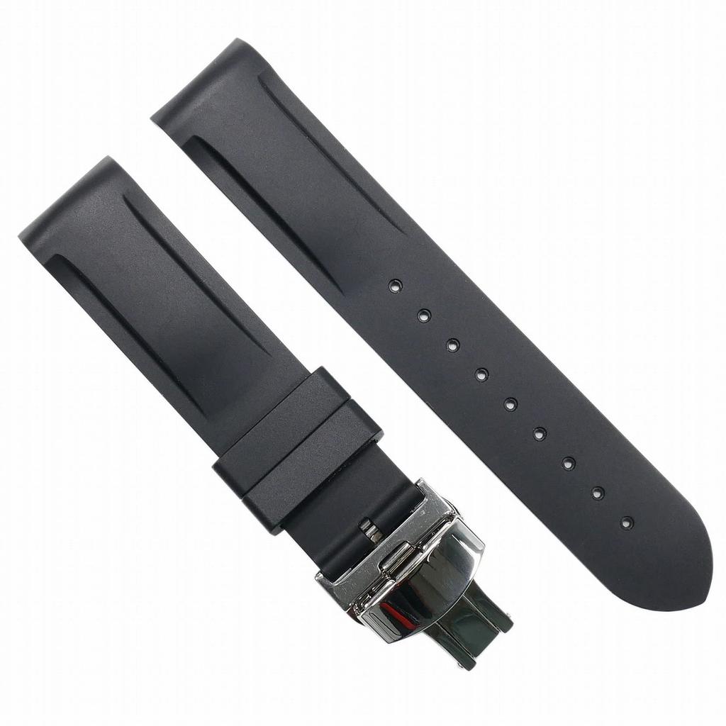 Эксклюзивный резиновый ремешок Swatch x OMEGA с D-образной пряжкой (черный)