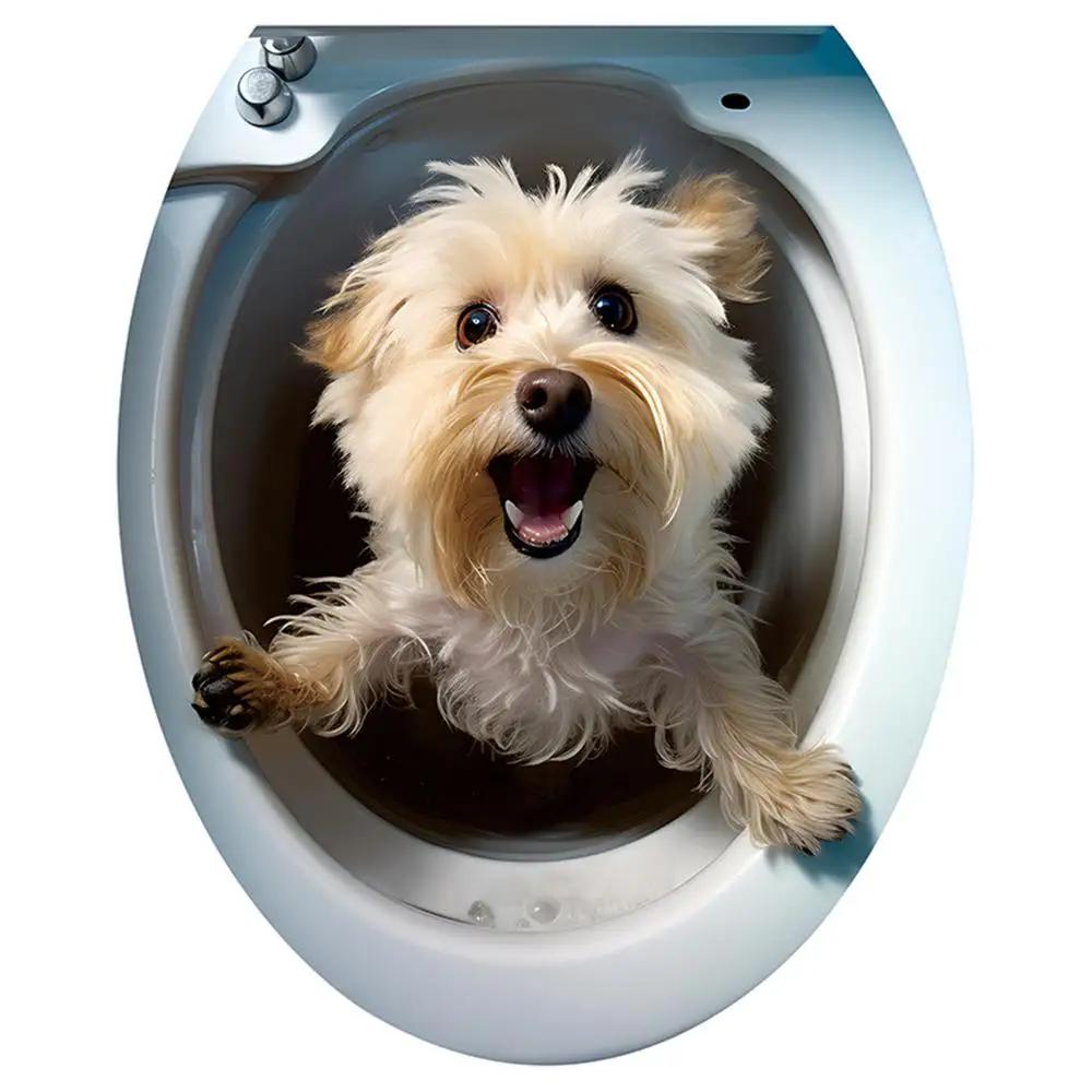 Креативная 3D белка котенок щенок мышь енот животное туалет наклейка украшение для дома ванная комната настенная наклейка самоклеящаяся наклейка