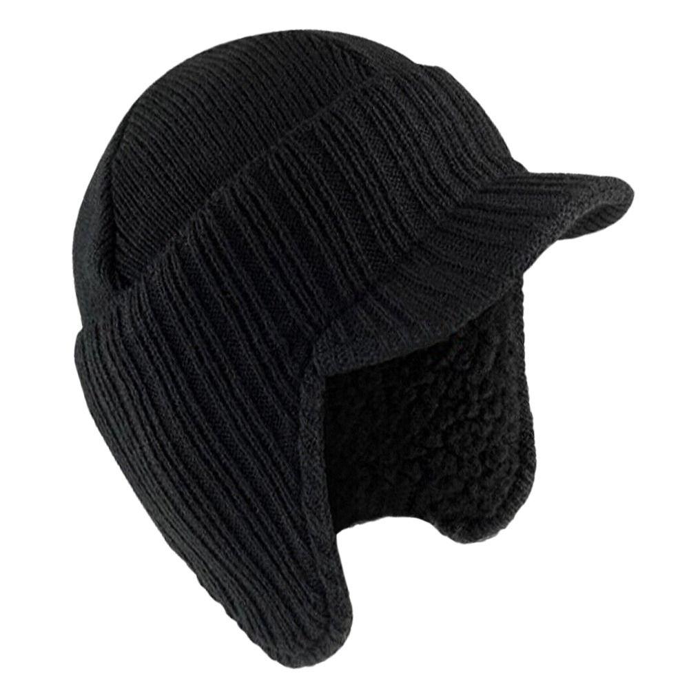 Warm Ear Flaps Cap Ear Protection Peaked Knit Cap Winter Beanie Hat Men