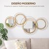 Wall Decoration, 3D Metal Round Mirrors, 107 x 56 cm, Gold