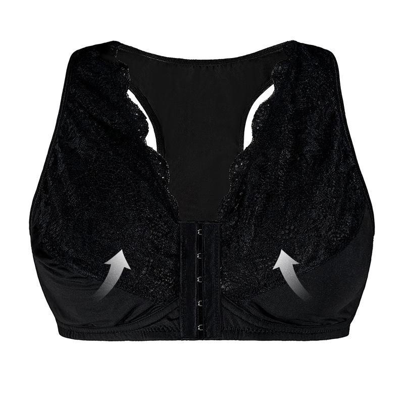 Бюстгальтер большого размера с передней застежкой, без косточек, кружевной, дышащий, удобное нижнее белье, бюстгальтер-майка