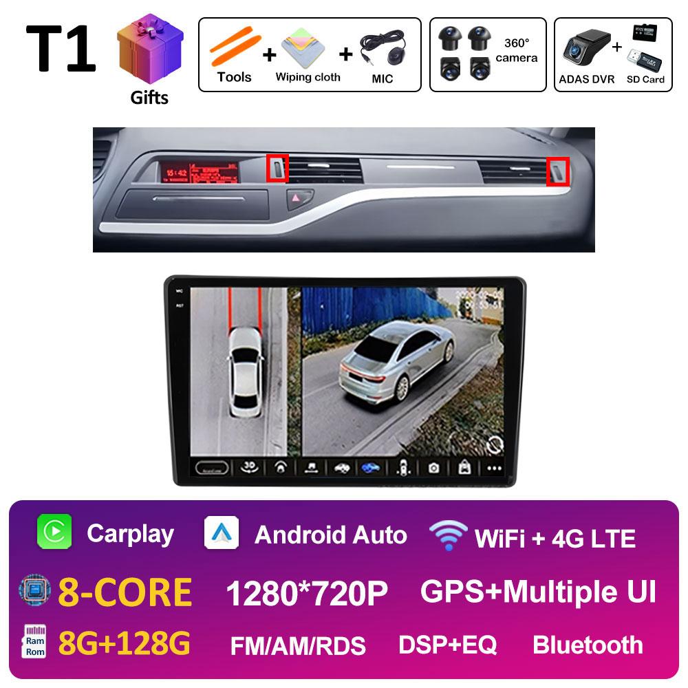 GPS Навигация Android 14 Для Citroen C5 2008 2009 2010 2011 2012 2013 - 2017 Автомобильный Мультимедийный Радио Видеоплеер QLED IPS Экран
