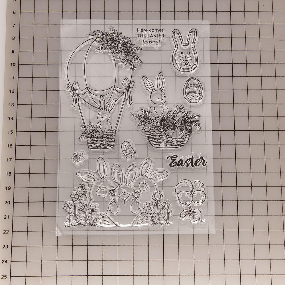 Прозрачный силиконовый прозрачный штамп с праздником Пасхи для печати альбома для скрапбукинга «сделай сам», прозрачные штампы с цветком, кроликом, яйцом, поздравлением