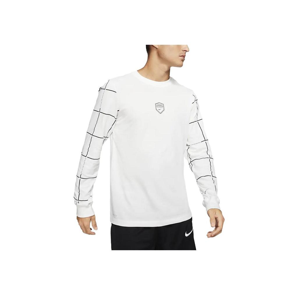 Nike Мужская футболка с длинным рукавом, полосатый пуловер с круглым вырезом и принтом логотипа, мужские топы, цвет Mountain-White CD0925-121