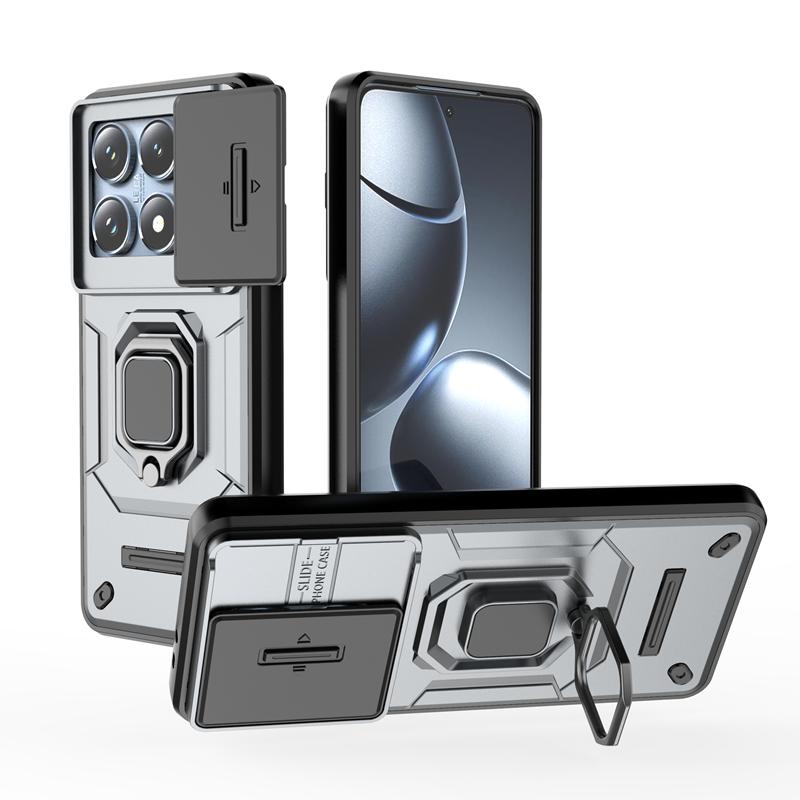 Armor Magnetic Ring Stand Funda для Xiaomi 14T Pro Mi 14T 5G Case Slide Camera Protection Cover для Mi14T 14TPro Capa