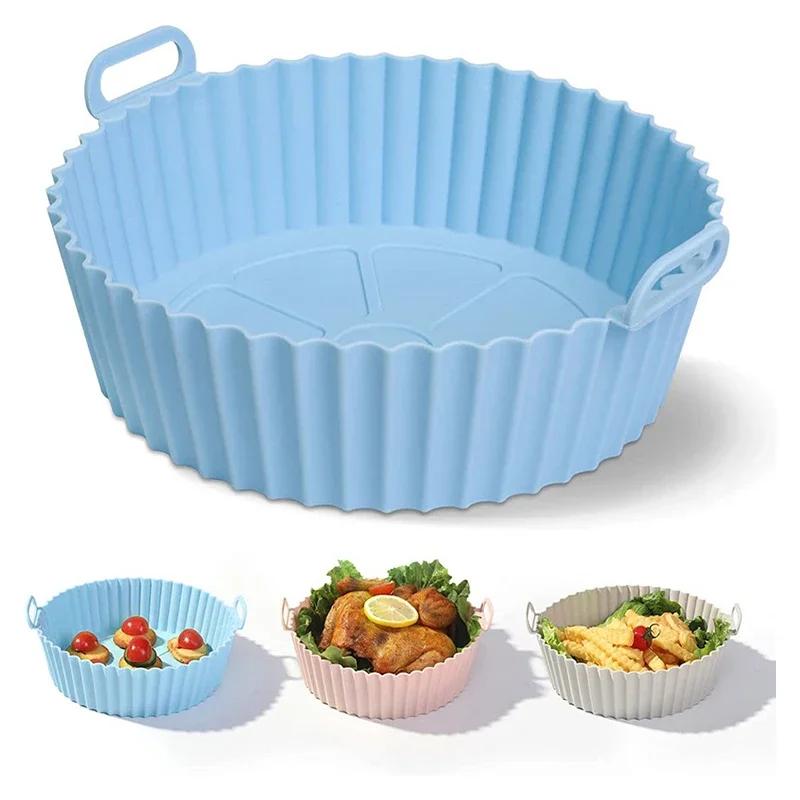 Air Fryer Silicone Liners Backing Tray Pizza Fried Chicken Airfryer Silicone Basket Reusable Airfryer Pan Liner Accessories