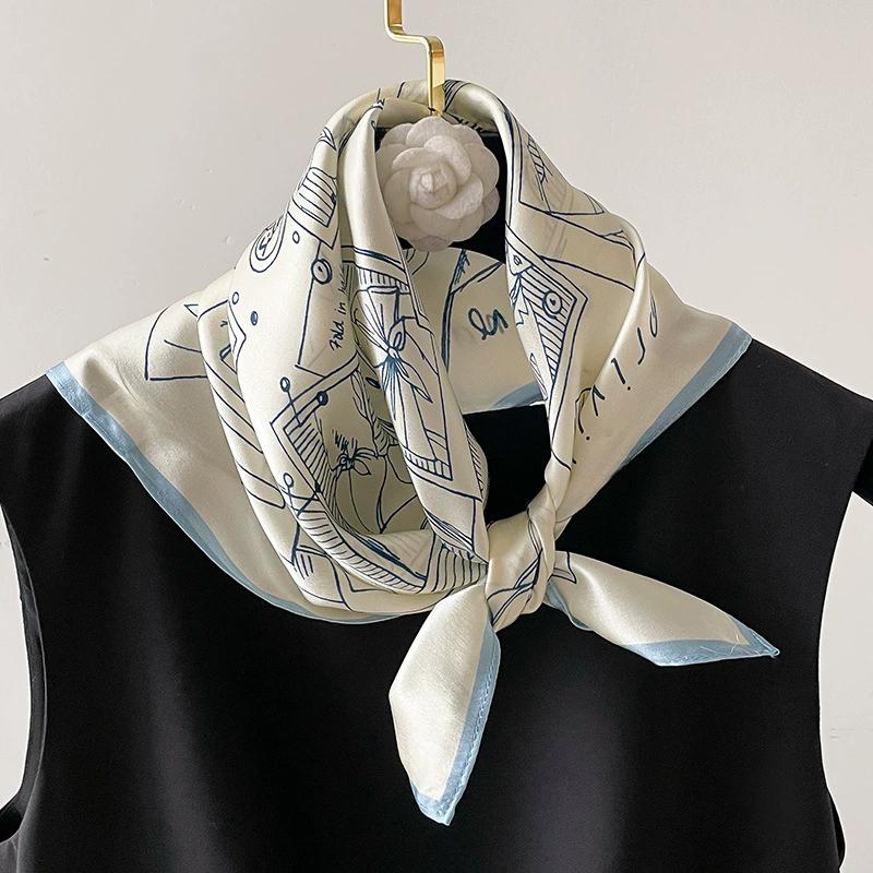New 100% Natural Real Silk Scarf Women Bandana Square Scarves Wrap Kerchief Mulberry Fashion Luxury High Quality Hijab For Lady