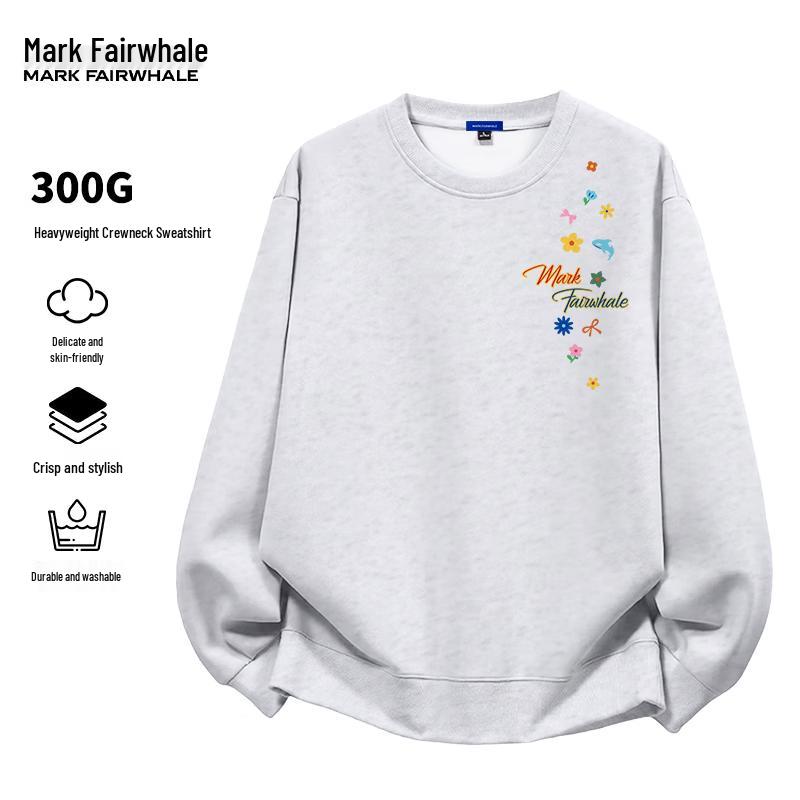 Mark Fairwhale Мужская ретро-толстовка с круглым вырезом и принтом букв, тяжелый вес