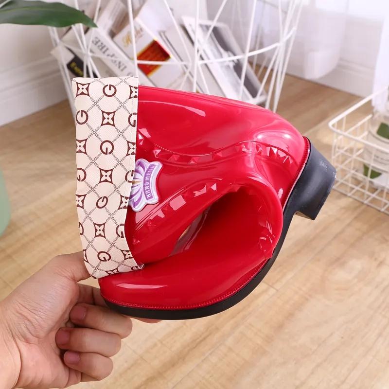 Непромокаемые сапоги, женская непромокаемая обувь, модные нескользящие непромокаемые сапоги для взрослых, резиновая обувь для мытья автомобиля на кухне