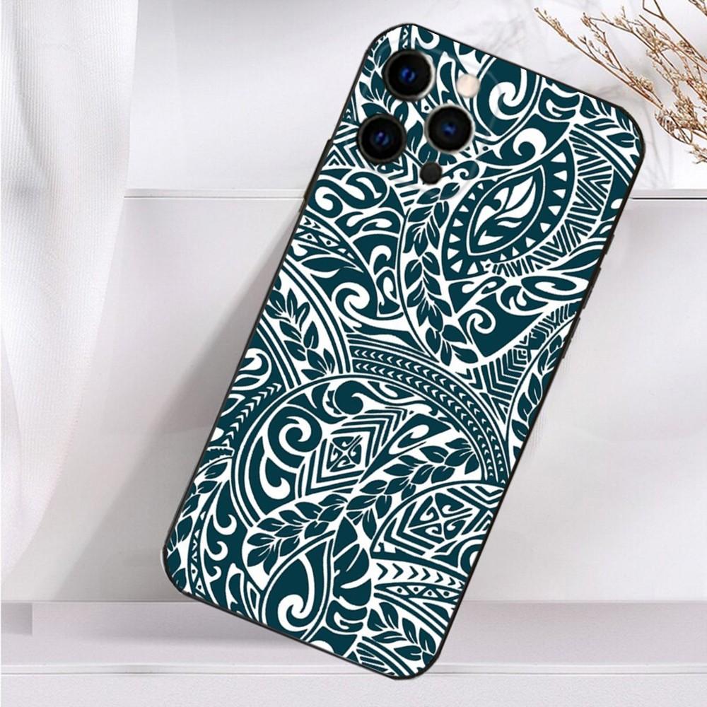 Полинезийский tribal-маори Чехол для телефона Для iPhone 16,15,14,13,12,11 Plus,Pro Max,XS,X,XR,SE,Mini,8,7 Мягкий силиконовый Черный чехол