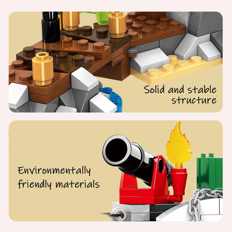 Kids Toys Pirate Ship Castle Building Blocks Models Small Particle Bricks Educational Toys Christmas Halloween Gifts