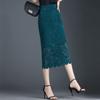 Юбка миди с ажурным кружевом для женщин, летняя, новая, прямая, с высокой талией, с разрезом на талии, средней длины