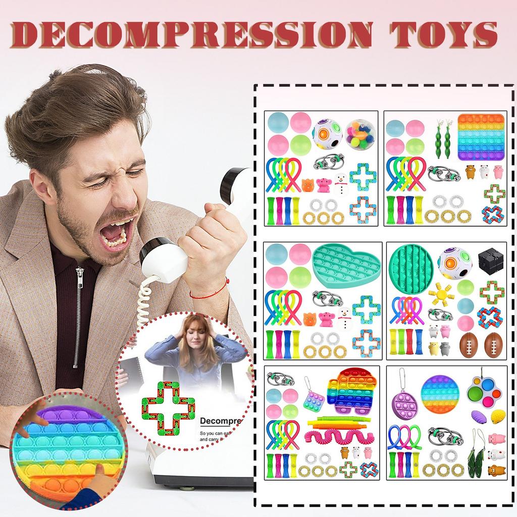 Набор сенсорных игрушек для снятия стресса, сенсорные игрушки с нажимным пузырем для детей и взрослых