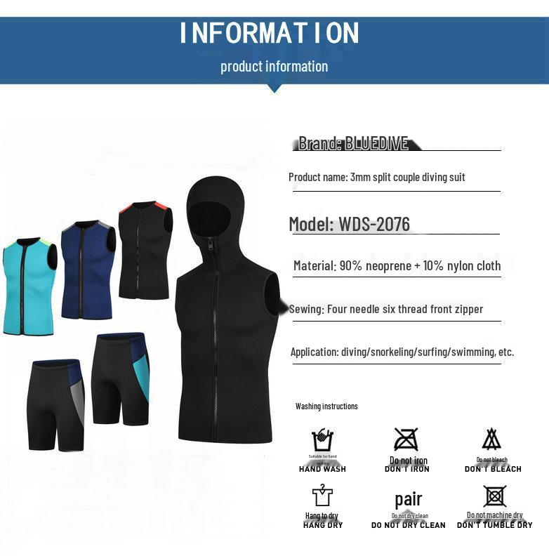 Унисекс гидрожилет для дайвинга 3 мм с капюшоном – Теплый гидрокостюм для серфинга, виндсерфинга и защиты от холода