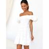Atmosphere French Fairy Embroidered Elastic Slim White Dress