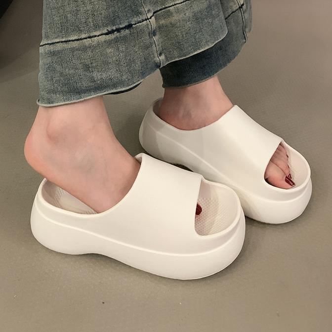 Уникальные женские тапочки на толстой платформе, новые удобные минималистичные пляжные тапочки из ЭВА, нескользящие женские сандалии для улицы и дома