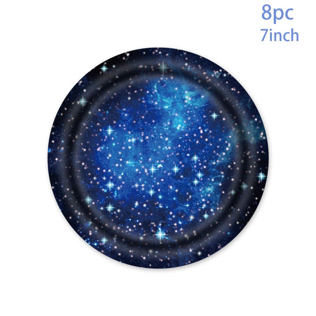 Starry Sky Theme Party Disposable Tableware Blue Night Starry Sky Plates Napkins Cups Kids Boys Happy Birthday Party Supplies