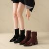 Мода Мода Ретро Острый Носок Повседневные Замшевые Короткие Ботинки для Женщин 2025 Осень Удобные Универсальные Квадратный Каблук Элегантные Ботильоны