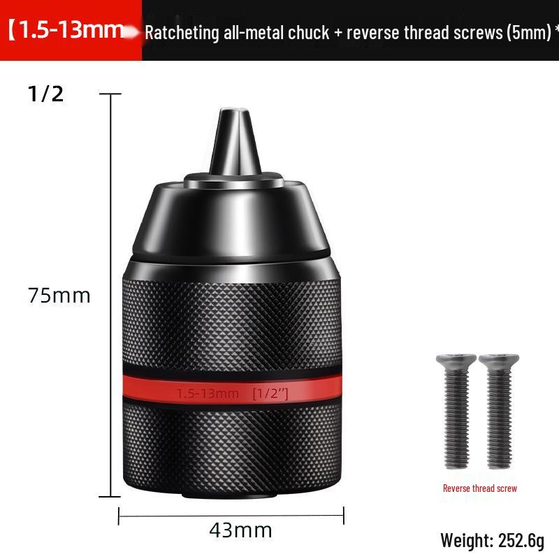 Self-Locking Electric Drill Chuck Adapter Kit - Ratchet Conversion, Lithium Compatible, Self-Tightening Accessories