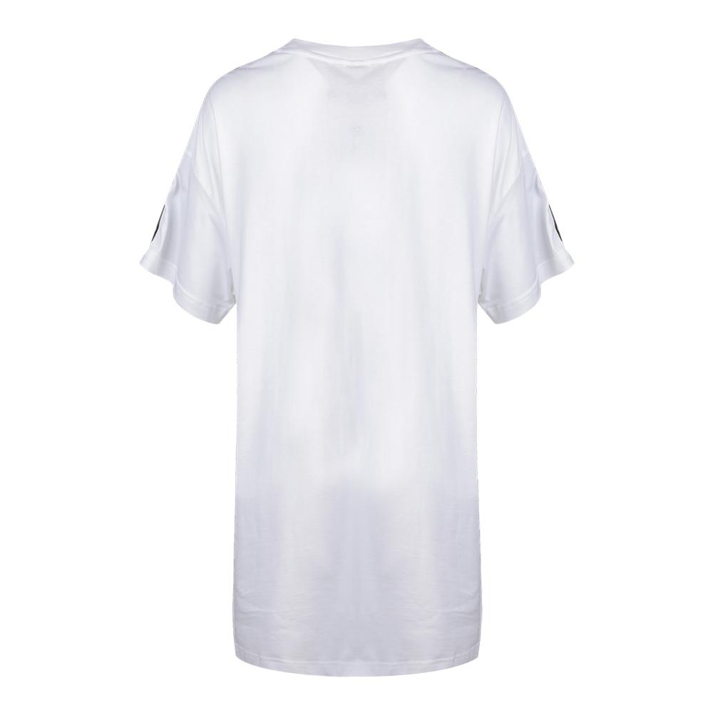 Adidas Платье SS с логотипом, полосками, повседневное, спортивное, свободное, дышащее, с круглым вырезом, коротким рукавом, женские платья, белое, FJ6882