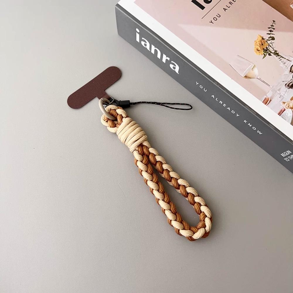 В Корее Универсальный Плетеный Короткий Ремешок-Шнурок для Мобильного Телефона Цепочка для Подвешивания Кольцо Шнур с Накладкой Ремешок на Запястье для Мобильного Телефона Съемный