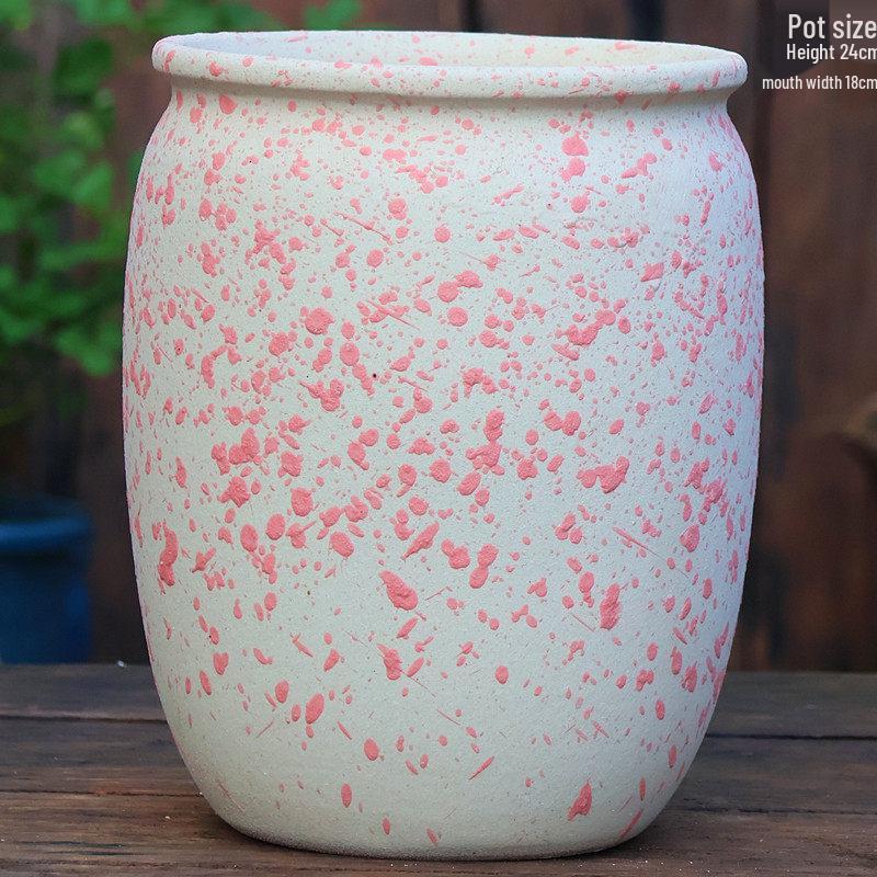 Extra Large Handcrafted Coarse Pottery Wide Mouth Green Ceramic Plant Pot for Home Garden Landscaping.