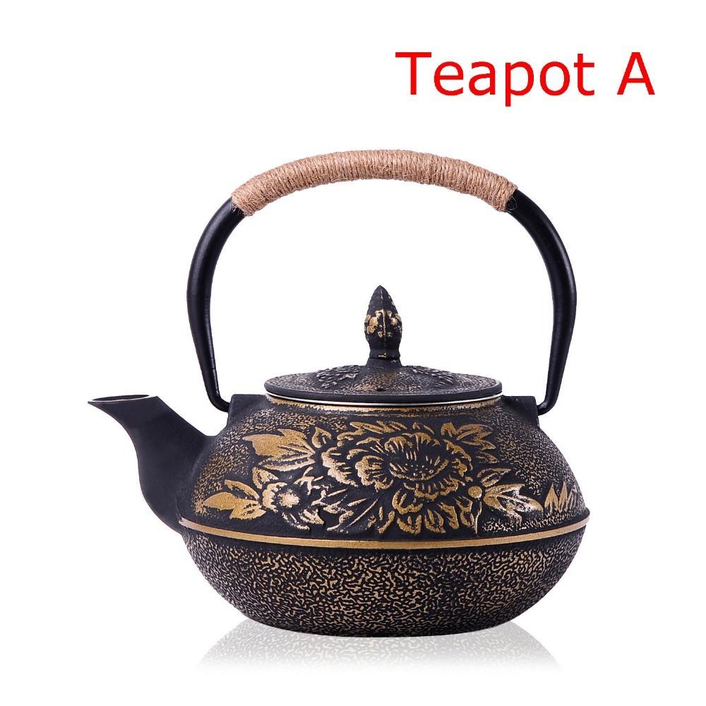 New 7 Chioces Cast Iron Teapot Set Japanese Tea Pot Tetsubin Kettle Enamel 900ml Kung Fu Infusers Metal Net Filter Cooking Tools