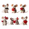 День Святого Валентина Фетровая Мышь Украшение Ручная Работа Держит Розу Сердце Подарочная Коробка Бант Галстук-бабочка Мыши Украшение Свадебная Годовщина Романтический Подарок