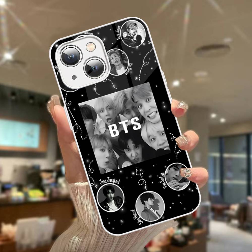 K-Pop Cartoon Boys B-BT21S Tempered Glass For Iphone 14 13 12 11 Pro Mini XS MAX 14Plus X XS XR Cover