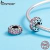 BAMOER Аутентичные стерлингового серебра 925 пробы, классические розовые бусины-разделители с фианитами, подходят для женского браслета