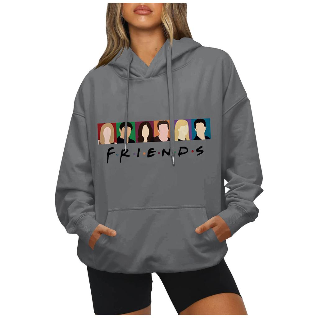 Fashion Casual Long Sleeved Letter Printing Loose Pullover With Rope Hoodie