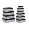 Set of Stackable Storage Crates DKD Home Decor Black White Cardboard