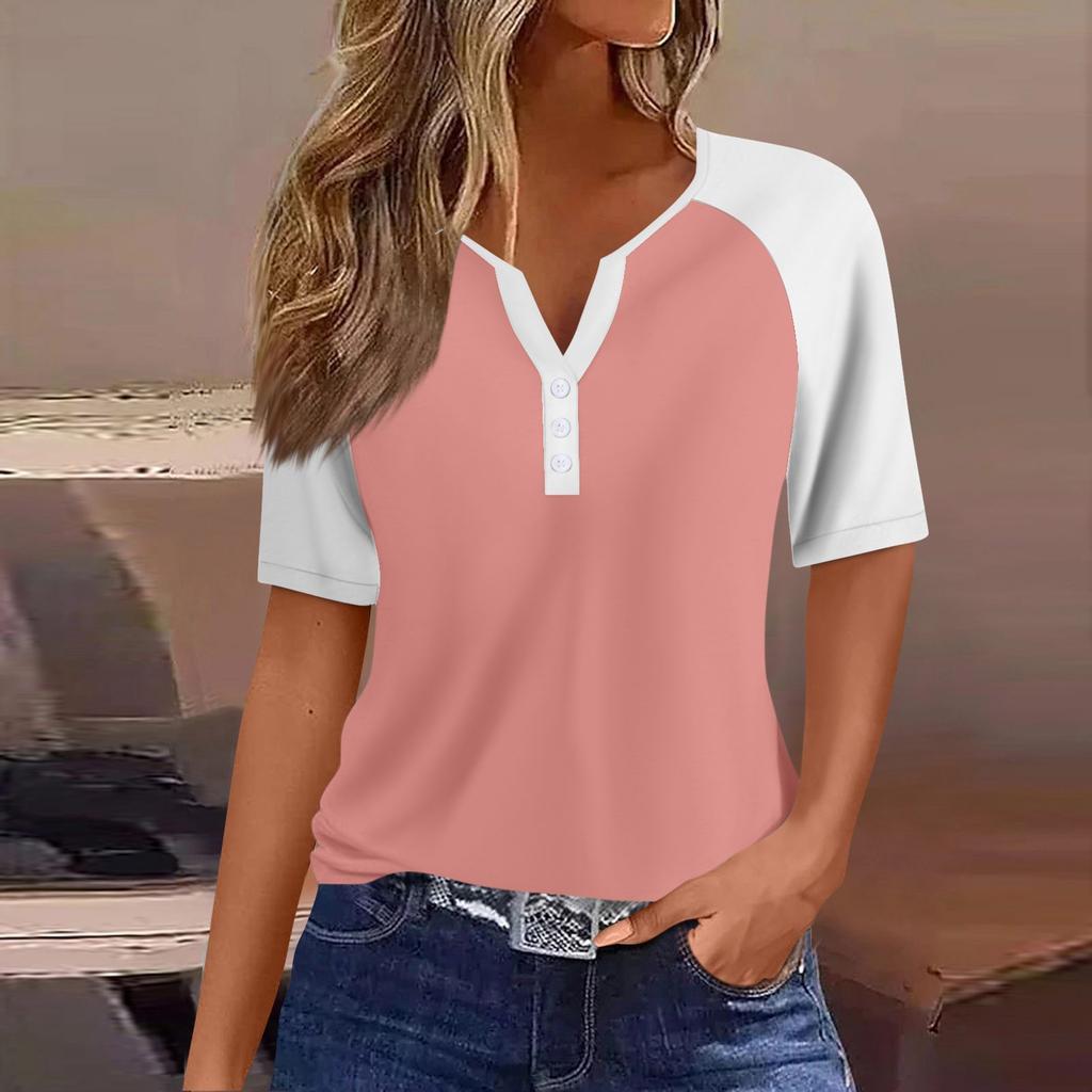 Women's T Shirt Tee Print Button Raglan Sleeve Daily Weekend Fashion Basic V Neck Regular Top
