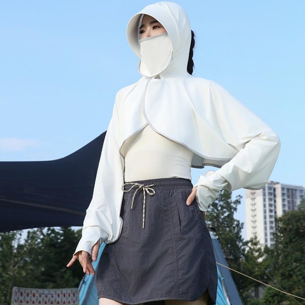 Long Sleeve Facemask Hat Sunscreen Shawl Solid Color Sun Protection Clothing Summer