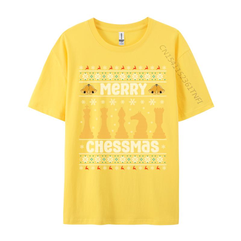 Merry Chessmas Ugly Chess Player Christmas Tshirts Retro Boy Top Tshirts Crewneck Combed Cotton Tops Shirt Tops Tees Casual