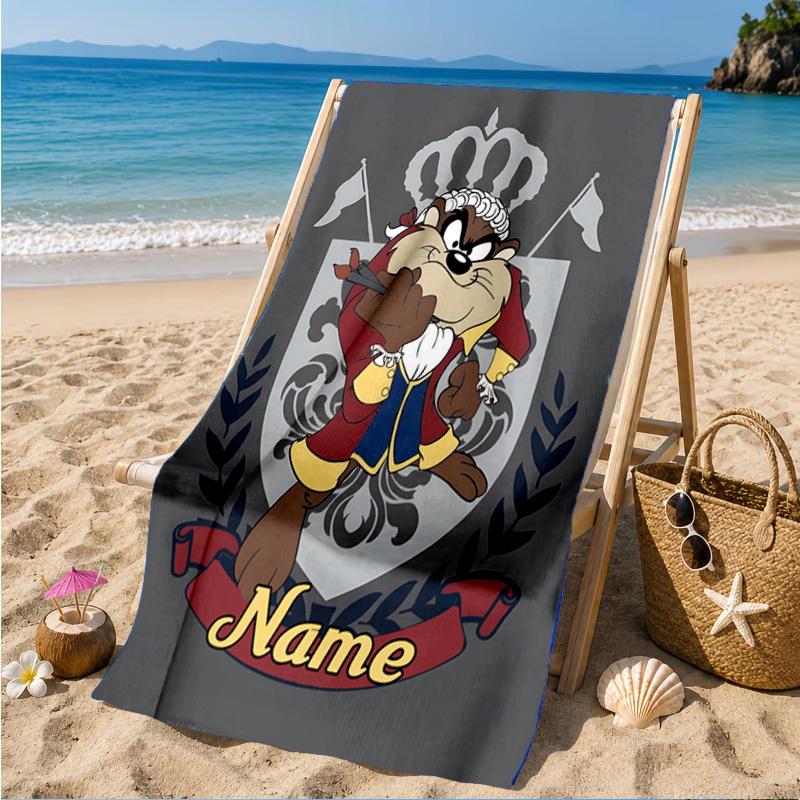 Custom Name Troublemaker Taz Devil Beach Towel Microfiber Beach Towel, Lightweight and Quick-Dry, for Summer Travel, Swimming Pool Gift
