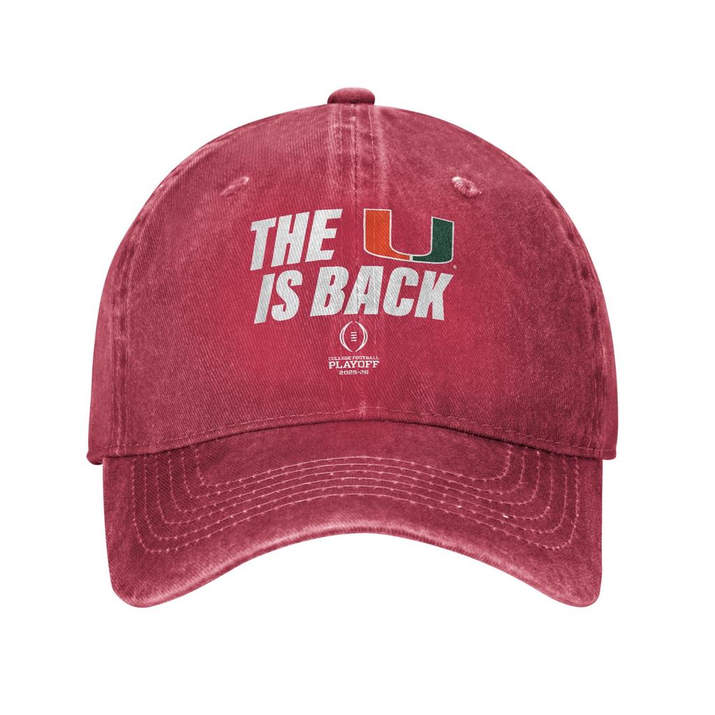 Miami Hurricanes 2025 College Football Playoff The U is Back Sun Baseball Cap  y2k Funny Men Adult Skate Baseball Caps Gift