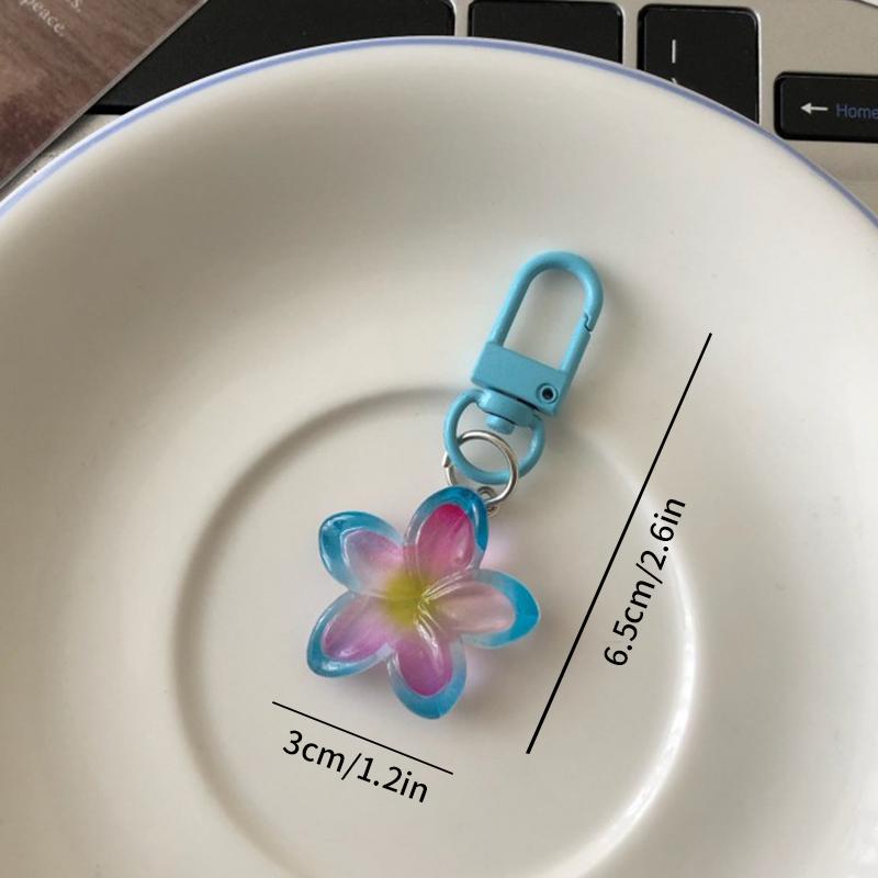 Lovely Sakura Flower Keychain Charm Cute Colored Transparent Flower Keychain Pendant Enamel Bag Hanging Pendent Charms Key Ring