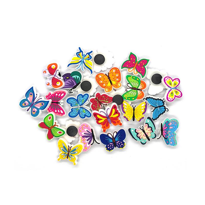 25 шт., красочные бабочки из ПВХ, подвески для обуви, украшения для обуви, сабо, аксессуары