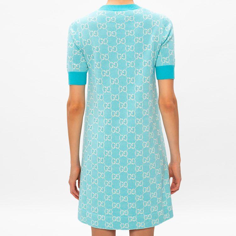 Gucci Платье с коротким рукавом Женское Светло-голубое 629464-XKBHQ-4692