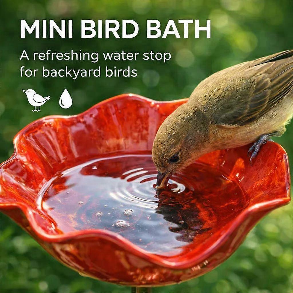 Bird Bath, Metal Flower Garden Stake, Bird Baths for Outdoors Birdfeeder with Metal Stake Birdbath Garden Decor