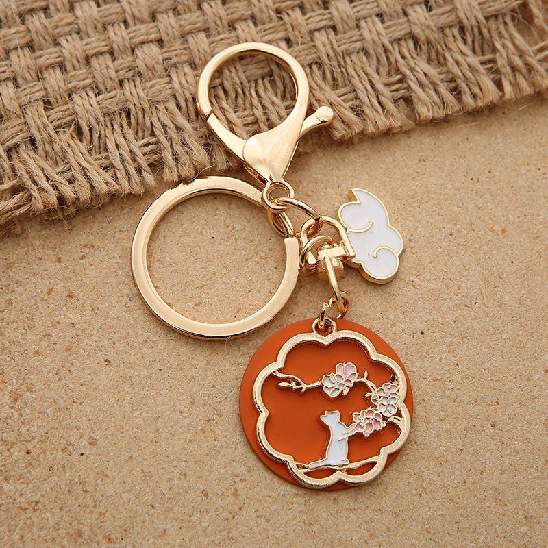 Chinoiserie Deer Cat Rabbit Decorated Keychain Key Rings Holder Gift Bag Pendants Accessories
