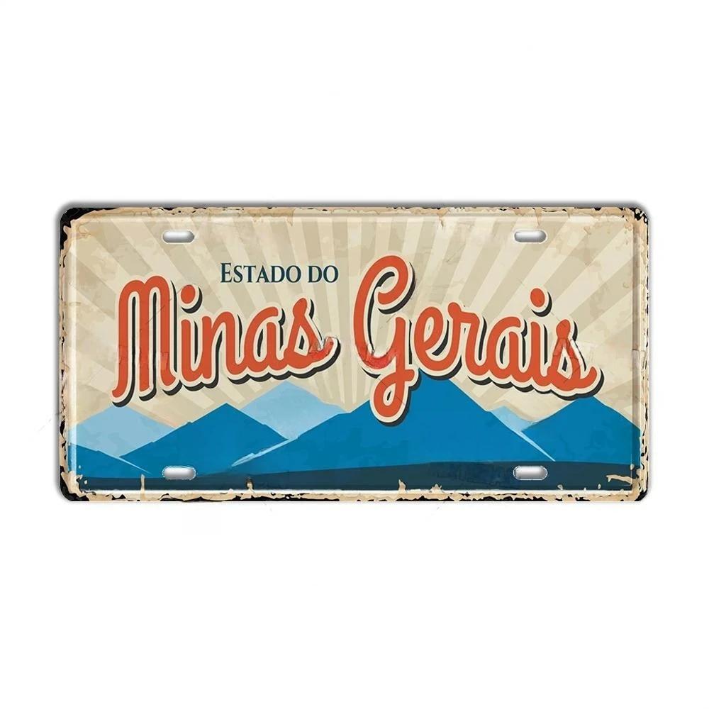 HD Metal Tin Sign Vintage Brazil Cities License Plate Style Retro Wall Art Decor for Home Bar Garage