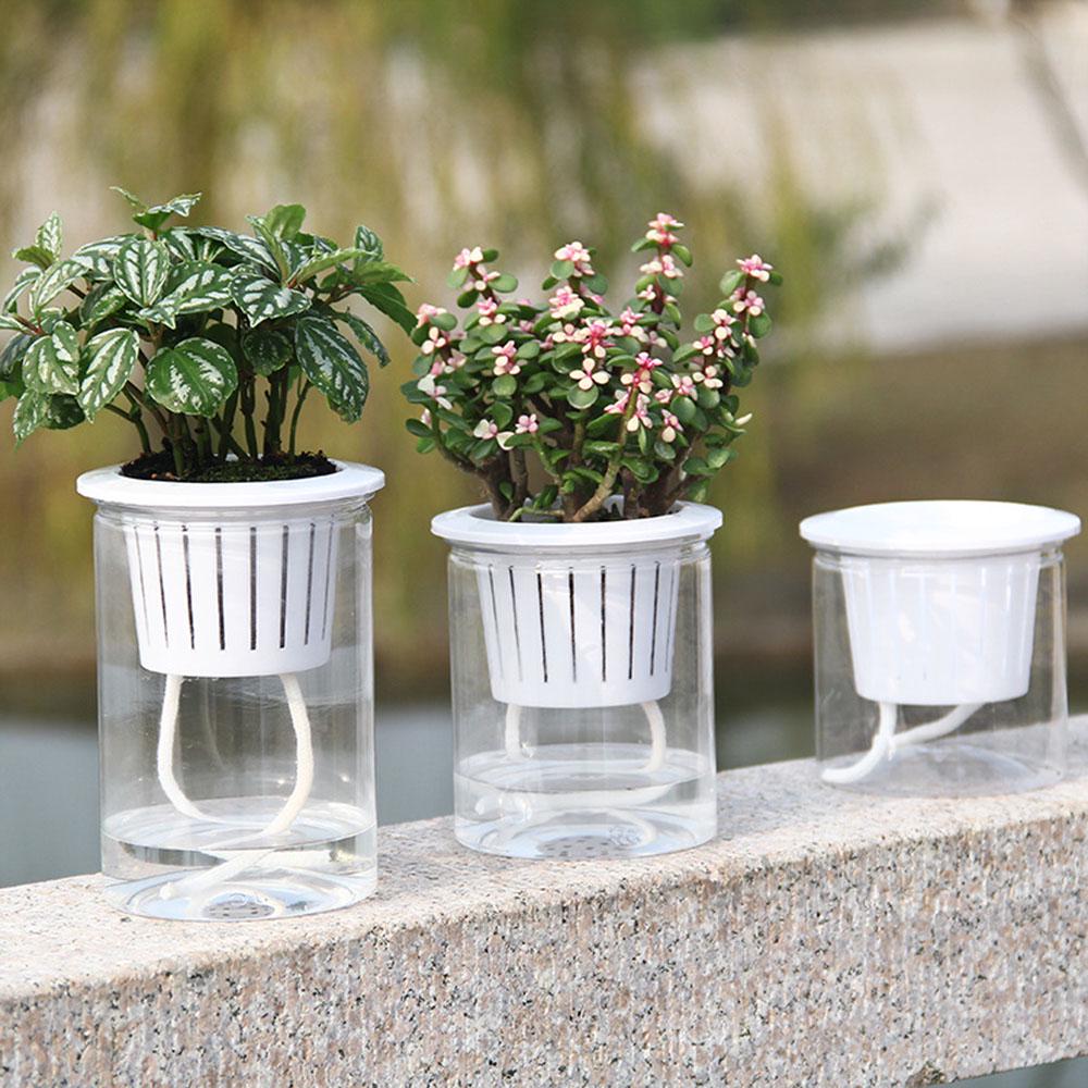 Прозрачный самополивающийся цветочный горшок для растений PP Resin Planter Home Garden Decor